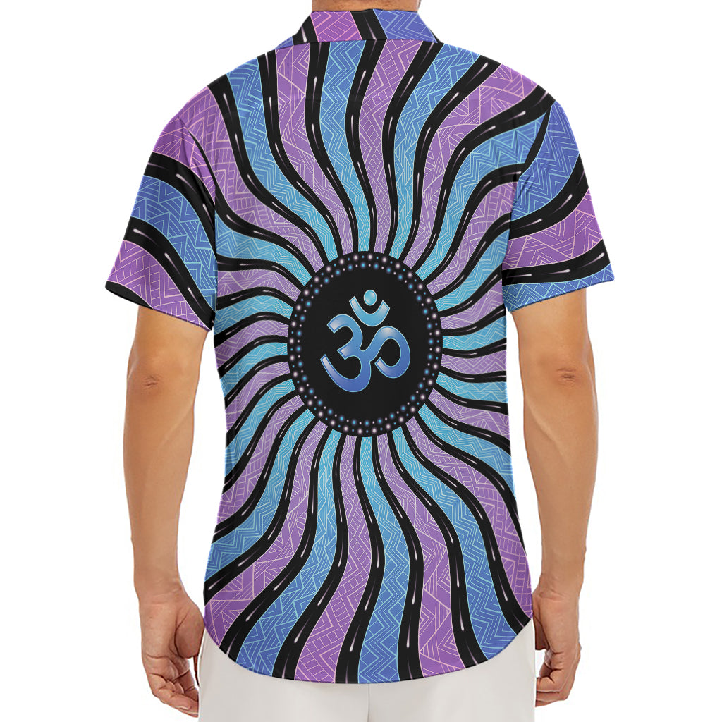 Psychedelic Om Print Men's Deep V-Neck Shirt