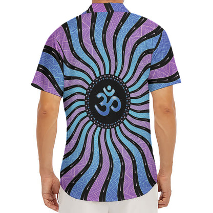 Psychedelic Om Print Men's Deep V-Neck Shirt