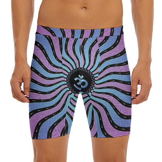 Psychedelic Om Print Men's Long Boxer Briefs