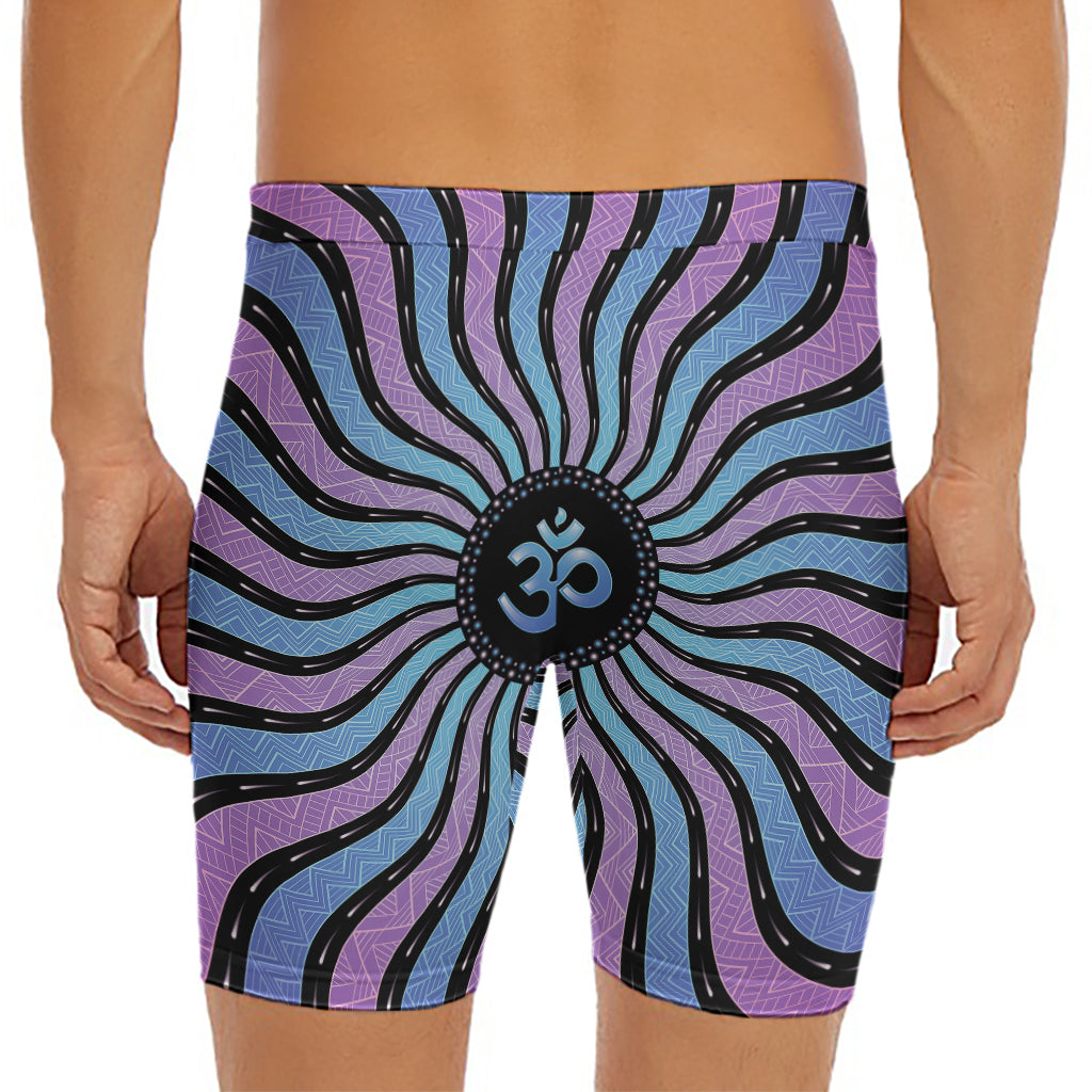 Psychedelic Om Print Men's Long Boxer Briefs