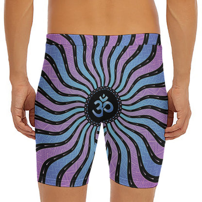 Psychedelic Om Print Men's Long Boxer Briefs