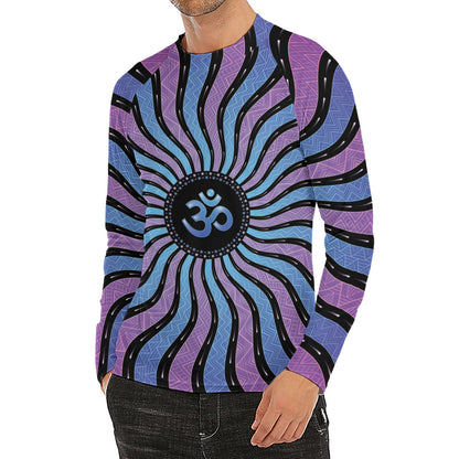 Psychedelic Om Print Men's Long Sleeve Rash Guard
