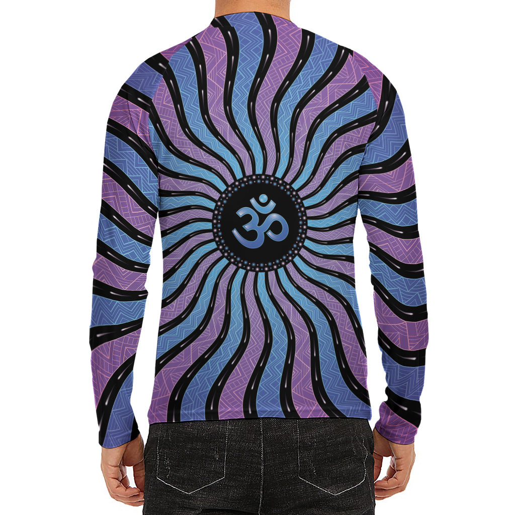 Psychedelic Om Print Men's Long Sleeve Rash Guard