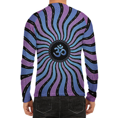 Psychedelic Om Print Men's Long Sleeve Rash Guard
