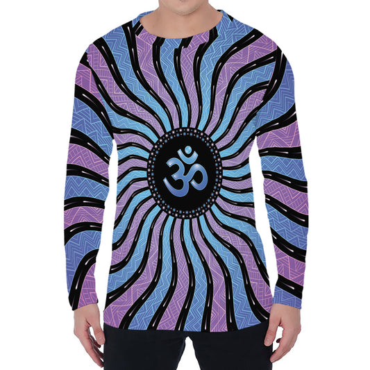 Psychedelic Om Print Men's Long Sleeve T-Shirt