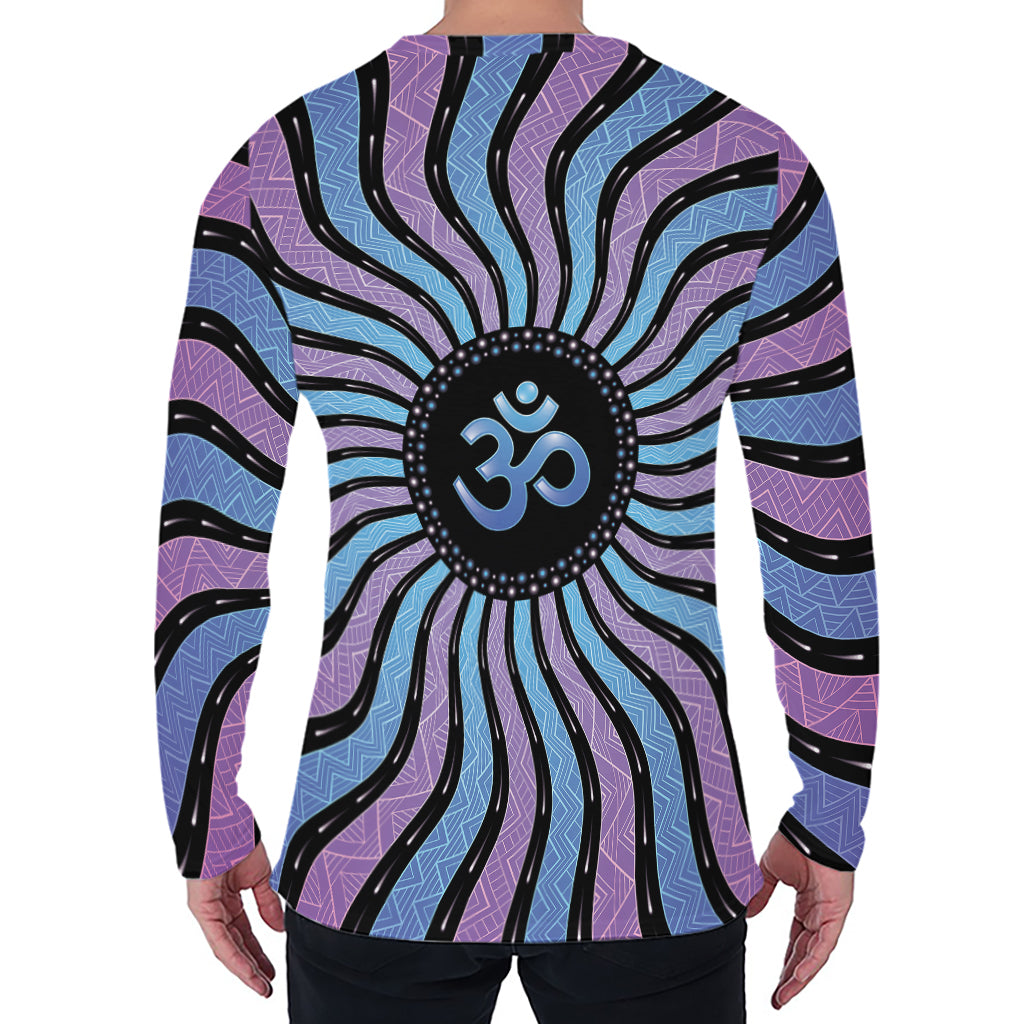 Psychedelic Om Print Men's Long Sleeve T-Shirt