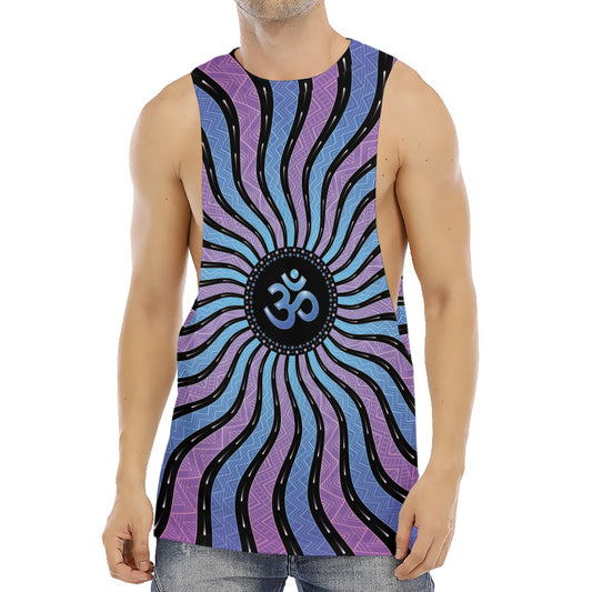 Psychedelic Om Print Men's Muscle Tank Top