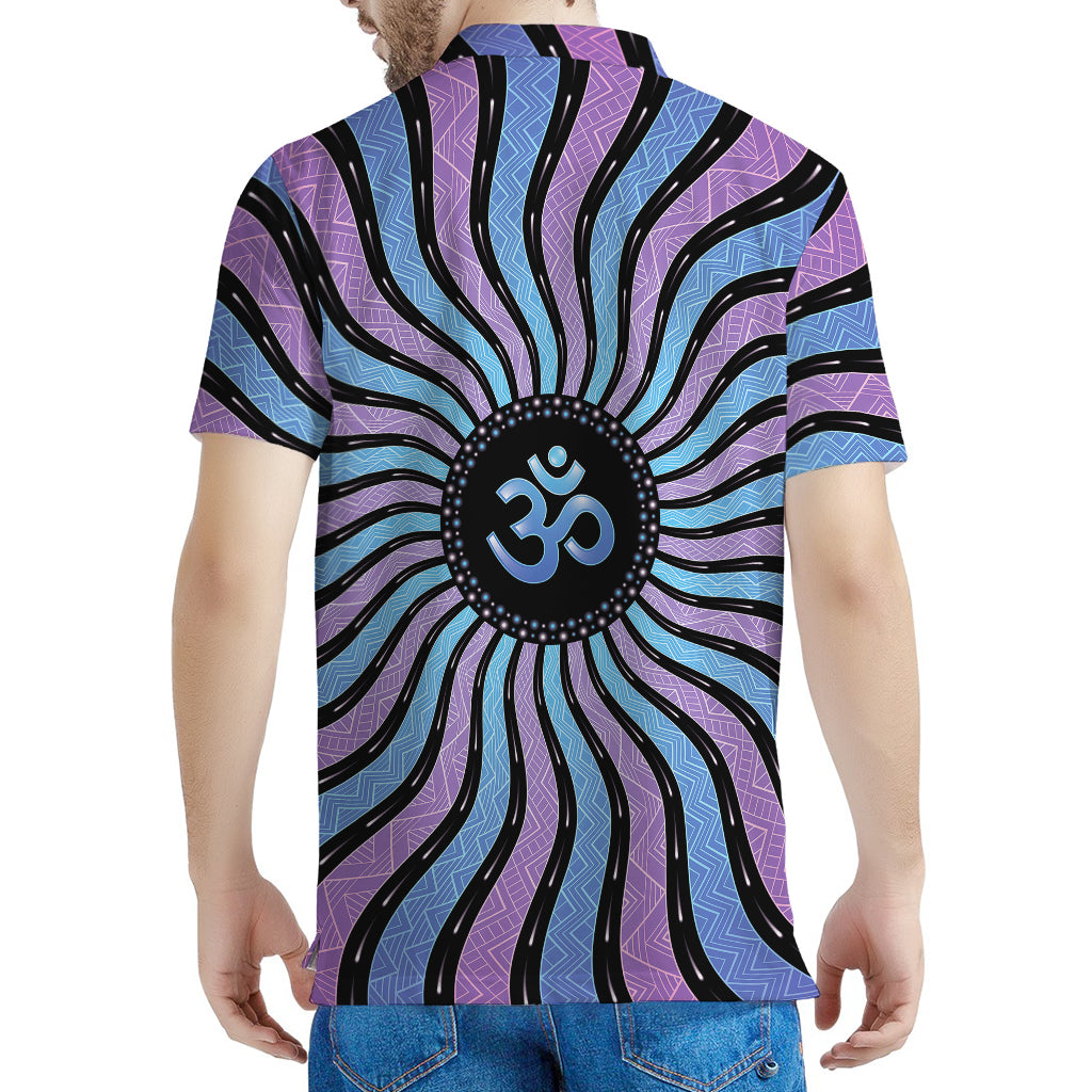Psychedelic Om Print Men's Polo Shirt