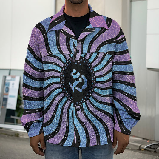 Psychedelic Om Print Men's Shirt Jacket