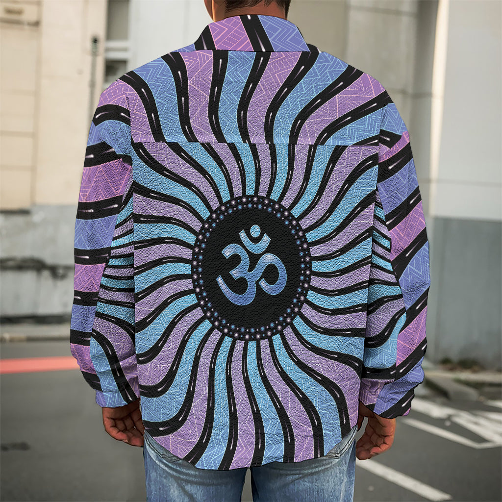 Psychedelic Om Print Men's Shirt Jacket