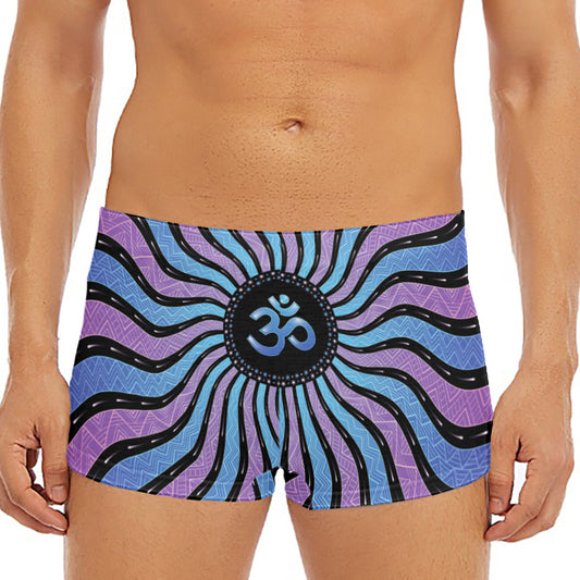 Psychedelic Om Print Men's Short Boxer Briefs