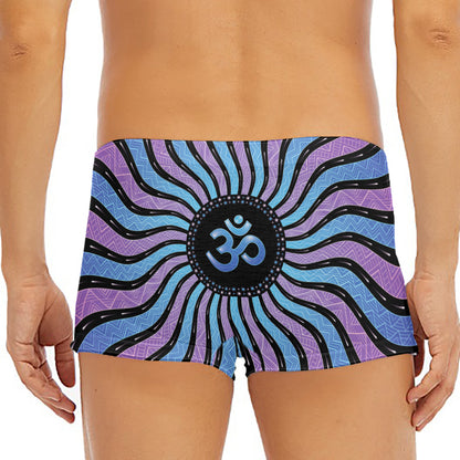 Psychedelic Om Print Men's Short Boxer Briefs