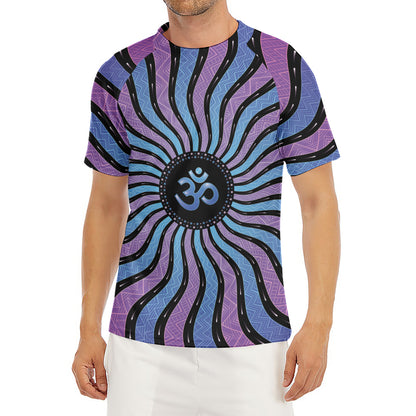 Psychedelic Om Print Men's Short Sleeve Rash Guard