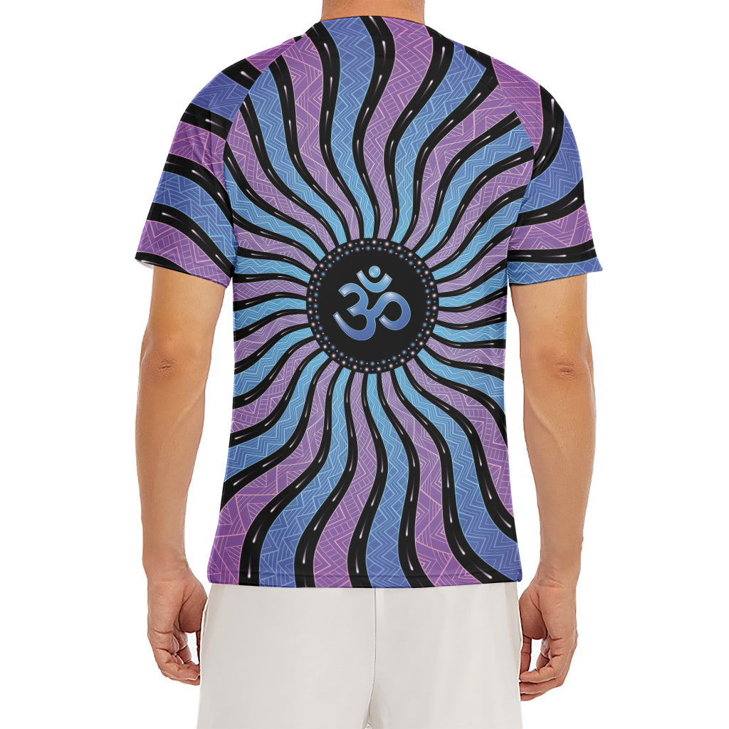 Psychedelic Om Print Men's Short Sleeve Rash Guard