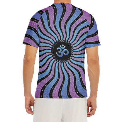 Psychedelic Om Print Men's Short Sleeve Rash Guard