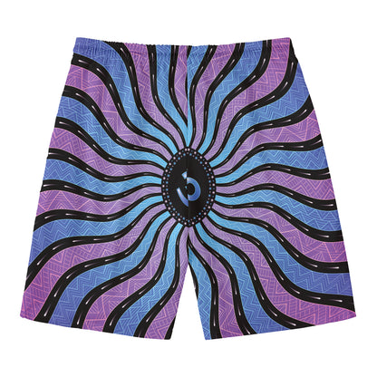 Psychedelic Om Print Men's Swim Trunks