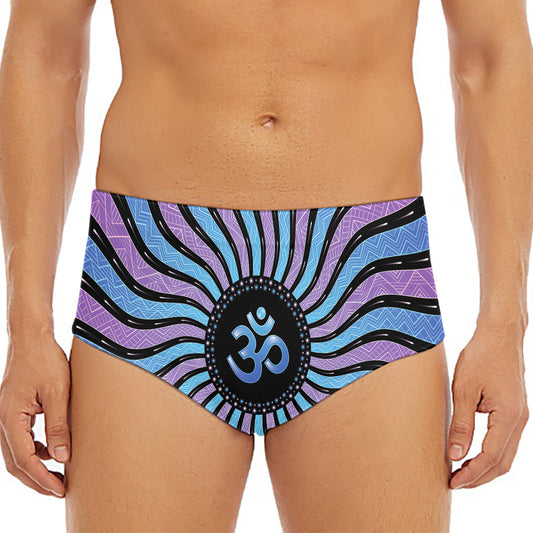 Psychedelic Om Print Men's Triangle Swim Briefs