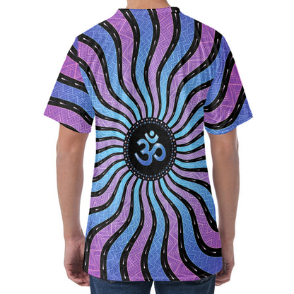 Psychedelic Om Print Men's Velvet T-Shirt