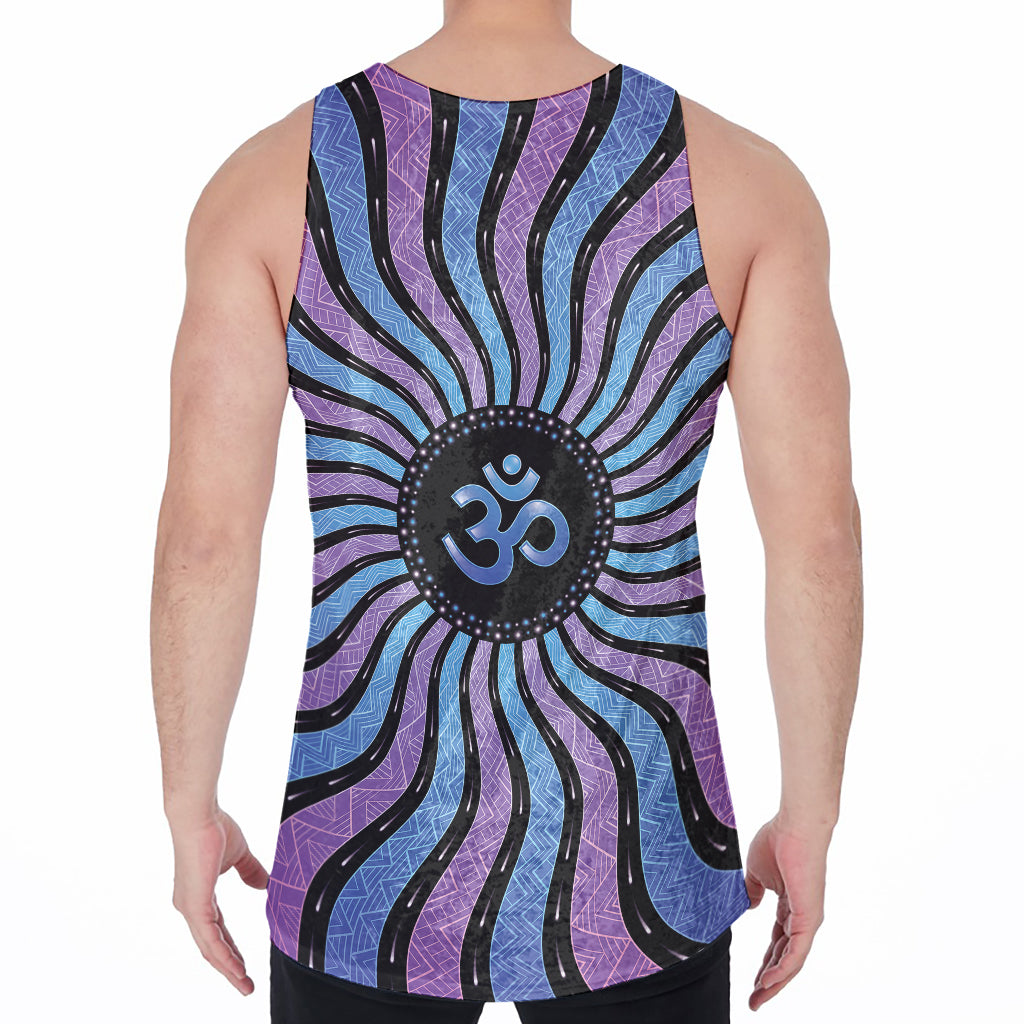 Psychedelic Om Print Men's Velvet Tank Top