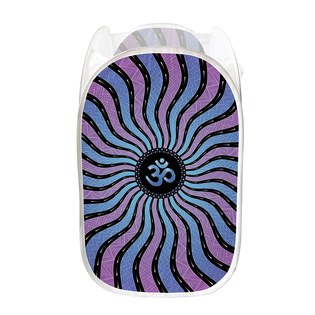 Psychedelic Om Print Mesh Laundry Hamper