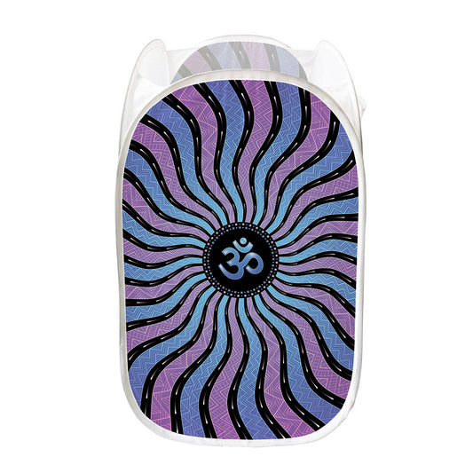 Psychedelic Om Print Mesh Laundry Hamper