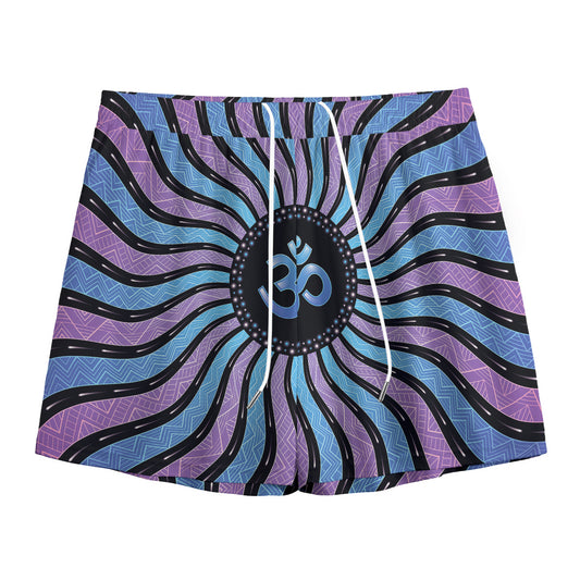Psychedelic Om Print Mesh Shorts