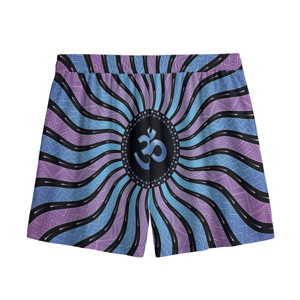 Psychedelic Om Print Mesh Shorts