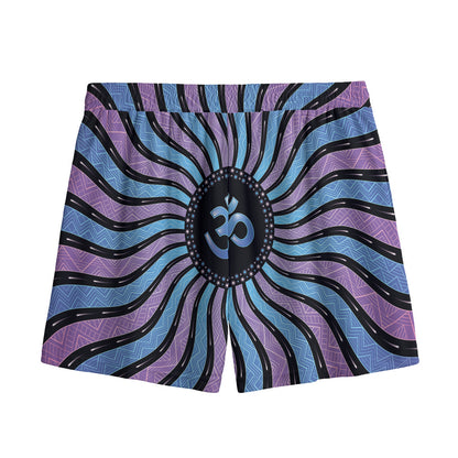 Psychedelic Om Print Mesh Shorts