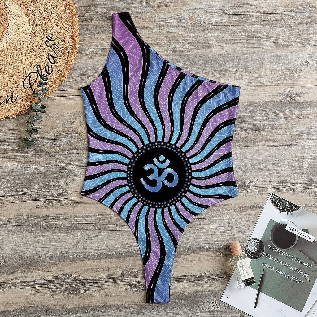 Psychedelic Om Print One Shoulder Bodysuit