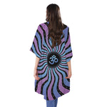 Psychedelic Om Print Open Front Beach Cover Up