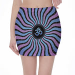 Psychedelic Om Print Pencil Mini Skirt