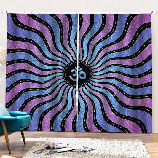 Psychedelic Om Print Pencil Pleat Curtains