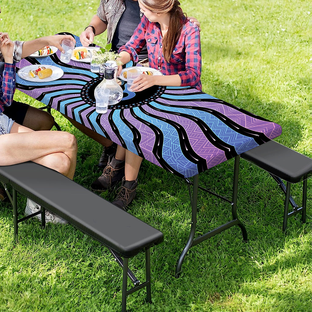 Psychedelic Om Print Picnic Table Cover