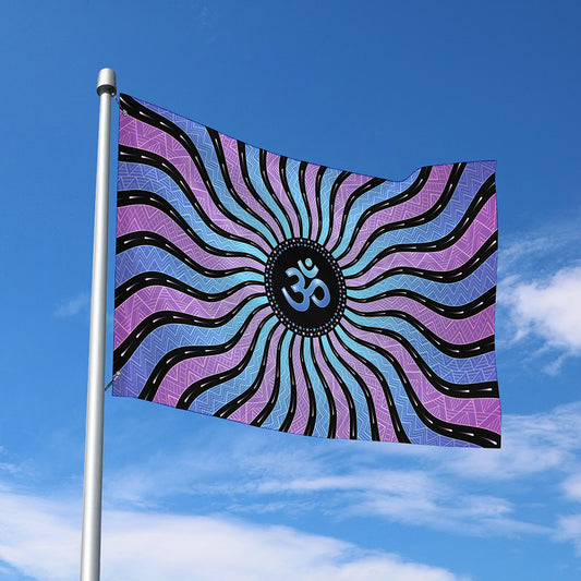 Psychedelic Om Print Polyester Flag