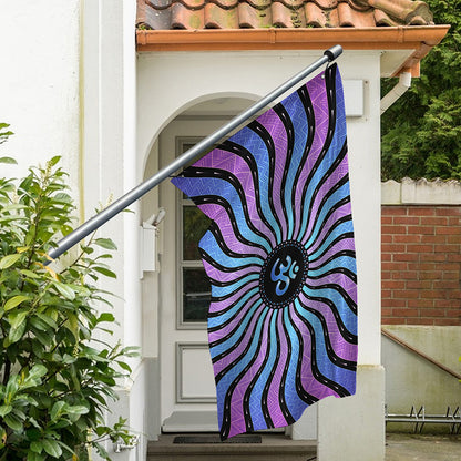 Psychedelic Om Print Polyester Flag