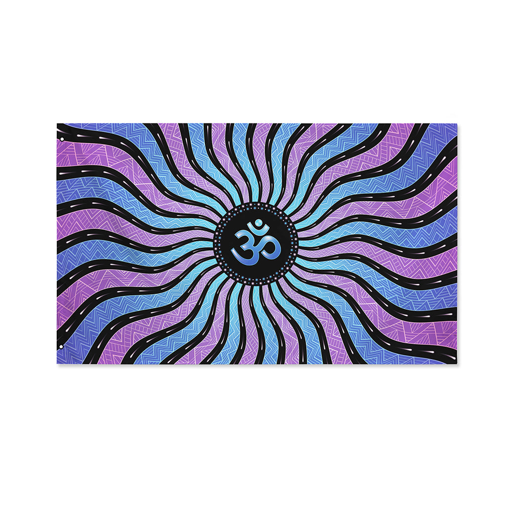 Psychedelic Om Print Polyester Flag