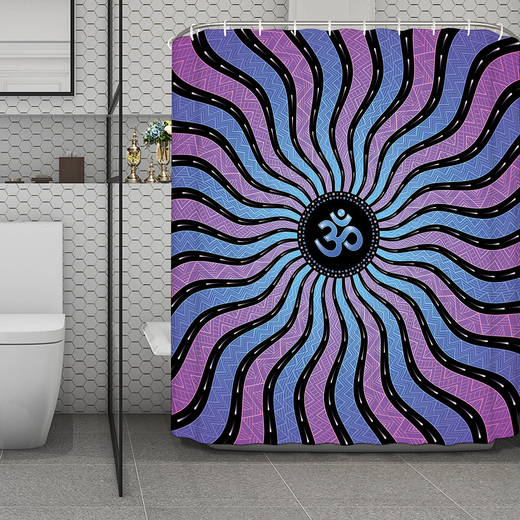 Psychedelic Om Print Polyester Shower Curtain