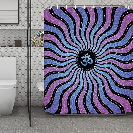 Psychedelic Om Print Polyester Shower Curtain