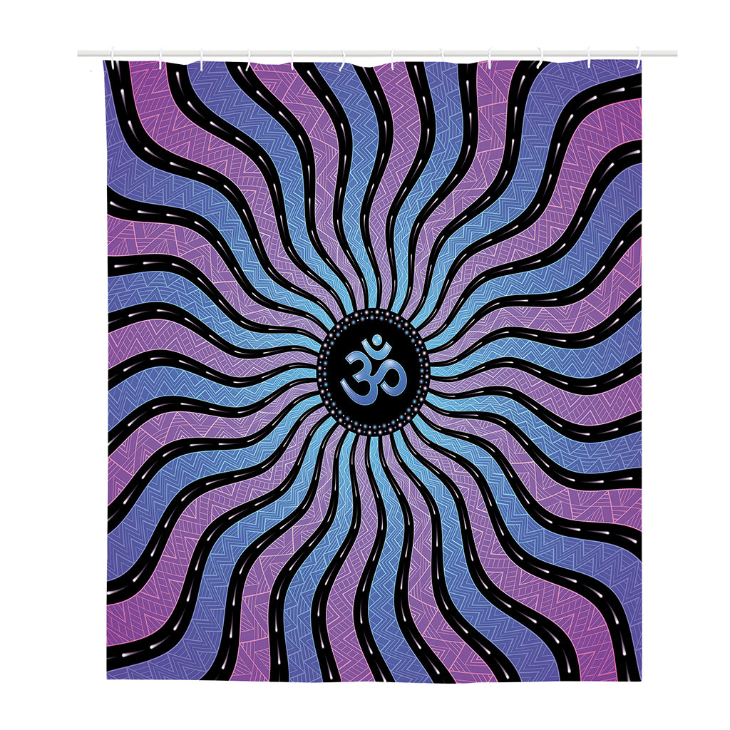 Psychedelic Om Print Polyester Shower Curtain