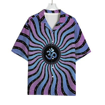 Psychedelic Om Print Rayon Hawaiian Shirt