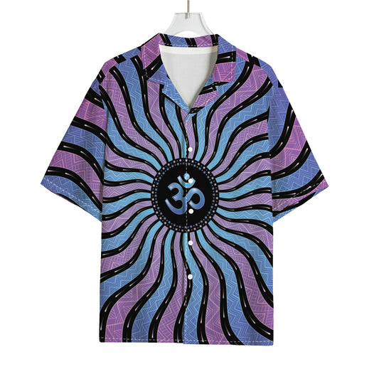 Psychedelic Om Print Rayon Hawaiian Shirt