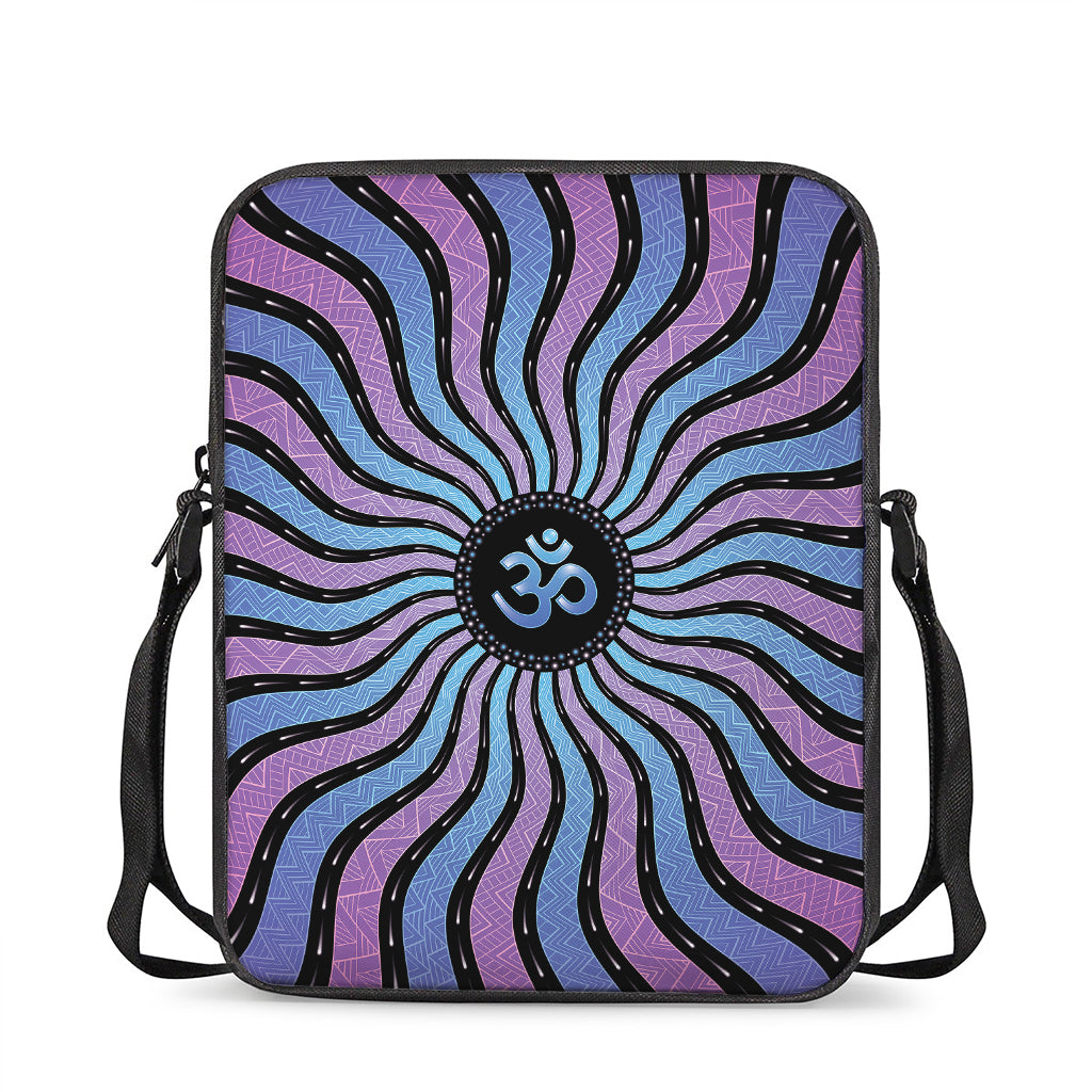 Psychedelic Om Print Rectangular Crossbody Bag