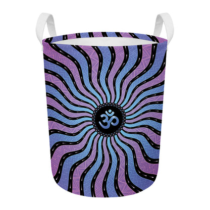 Psychedelic Om Print Round Laundry Basket