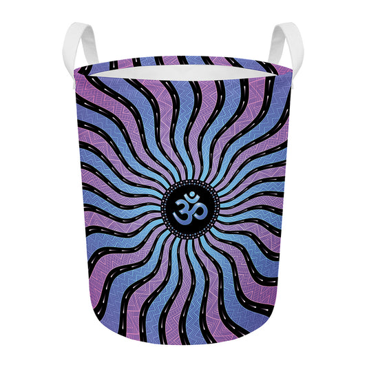 Psychedelic Om Print Round Laundry Basket
