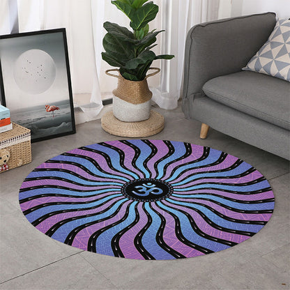 Psychedelic Om Print Round Rug