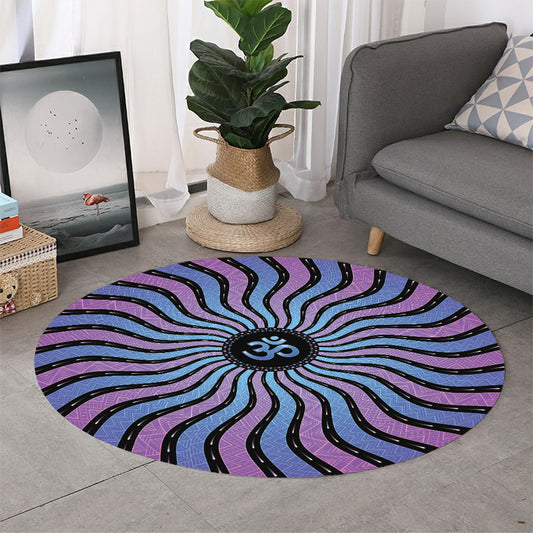 Psychedelic Om Print Round Rug