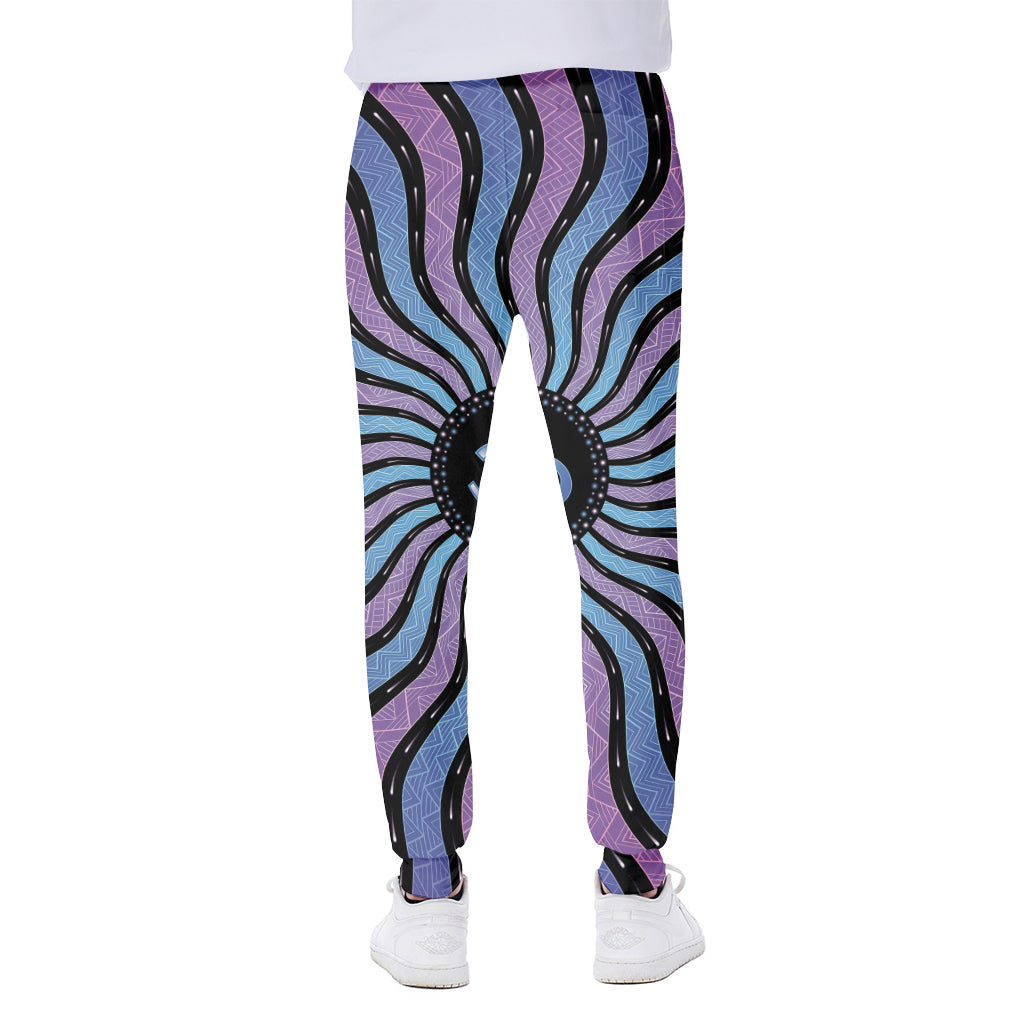 Psychedelic Om Print Scuba Joggers