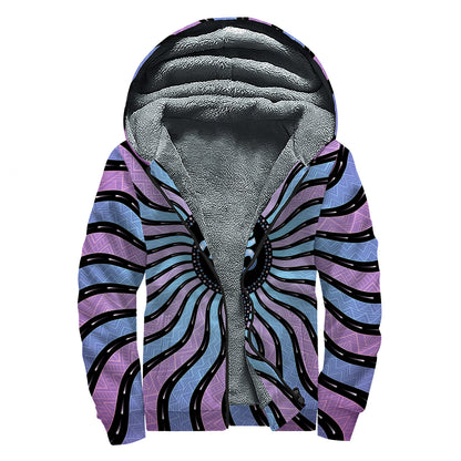 Psychedelic Om Print Sherpa Lined Zip Up Hoodie