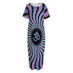 Psychedelic Om Print Short Sleeve Long Nightdress