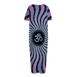Psychedelic Om Print Short Sleeve Long Nightdress